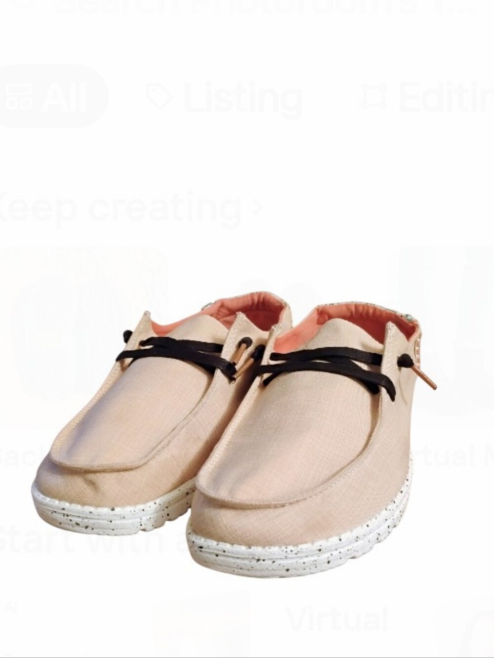 Hey Dude Wendy,Casual Women's Slip-On Shoes in Beige with Black Laces